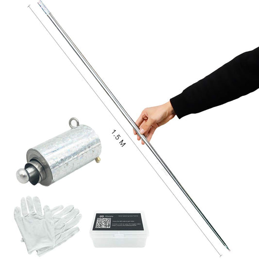 Xfunjoy 59"/150cm Silver Magic Appearing Cane Magic Staff with Free Gloves and Video Turorial for Professional Magician Stage Street Magic Performance