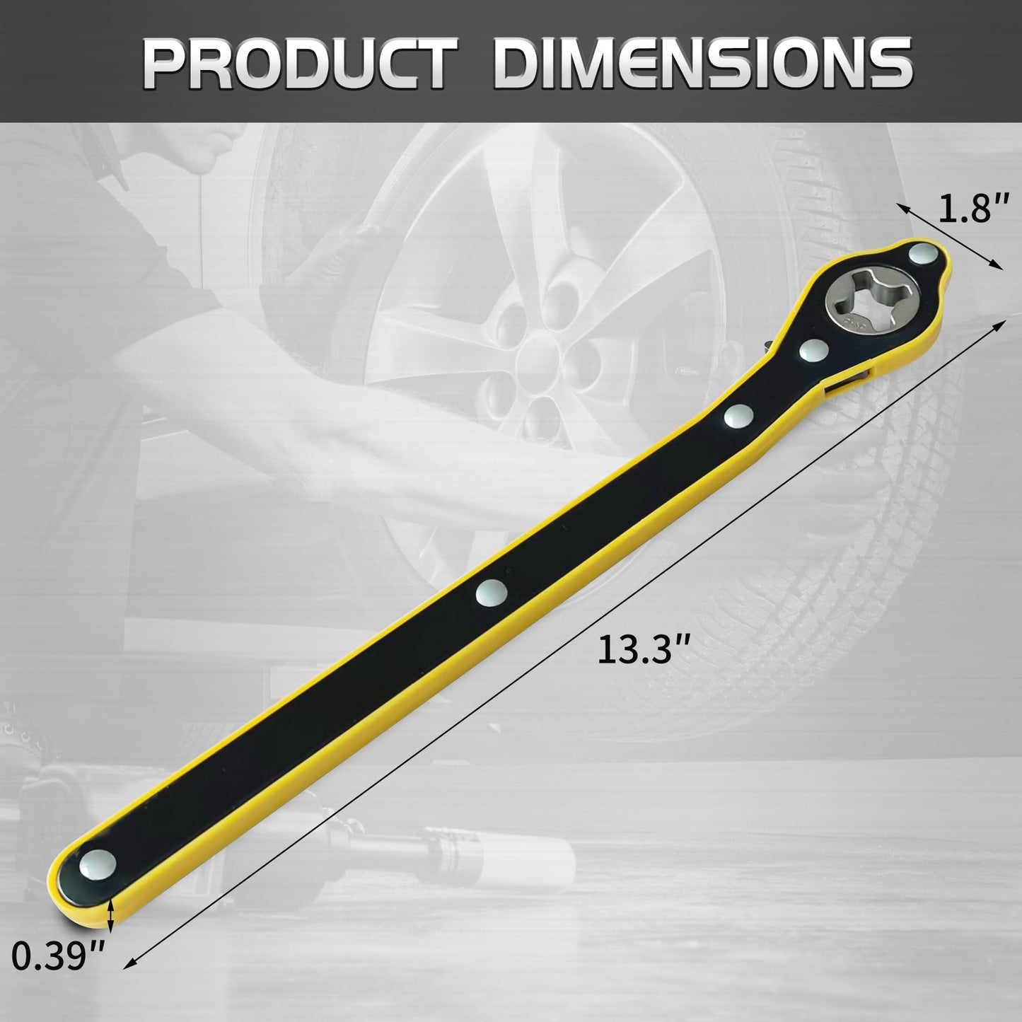 Ratchet Wrench, Auto Labor-Saving Car Jack Wrench for Scissor Jack, 360 Degree Swivel Lug Wrench for Tire Jack, Forward and Reversal Knob Design