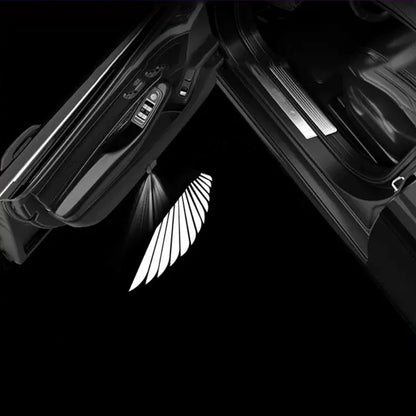 Car Door Lights Angel Wings Logo Projector Light, Car Wireless LED HD Door Paste Courtesy Light compatible with All Cars, black