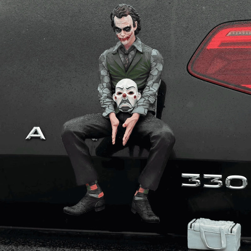 2024 Hot 30cm Joker Sitting Posture Figure Pvc Car Rear Roof Pendant Car Rear Exterior Ornaments Car Clown Ornamen Gifts Toys