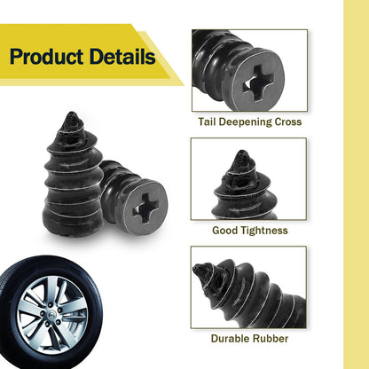 Tire Repair Rubber Nail, Vacuum Tire Repair Kits Spiral Rubber Nails, Tire Screw Plug Fast Tool Self Service Tire Repair Nail for car, Motorcycle, Truck, Tractor Tire Puncture Repair