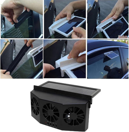 MASO Solar Powered 3 Fan Car Exhaust Fan,Car Radiator Fan, Energy Saving Air Vent Radiator Air Purifiers 2W ABS