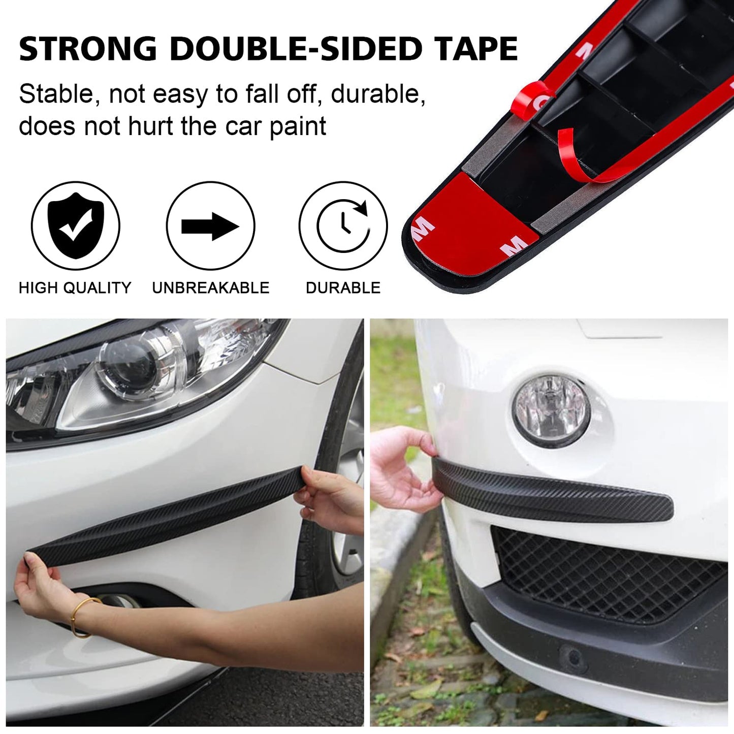 Black Bumper Guard Strip - Anti-Collision Patch, Scratch-Resistant Protector Trim, Universal for Cars SUV Pickup Truck