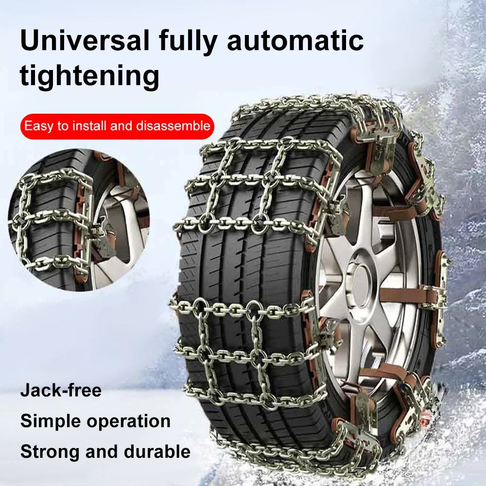 Car Tire Snow Chains Auto Tire Anti-skid Chain Snow Mud Sand Metal Anti-skid Chain 165-265mmm for Car SUV Anti-skid Tires Chains