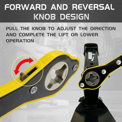 Ratchet Wrench, Auto Labor-Saving Car Jack Wrench for Scissor Jack, 360 Degree Swivel Lug Wrench for Tire Jack, Forward and Reversal Knob Design