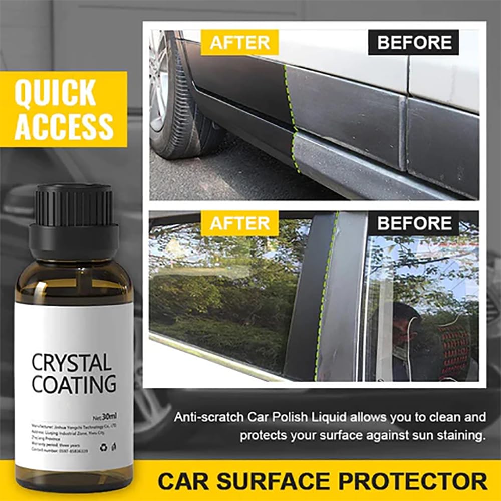 Crystal Coating for Car,Coating Agent for Automotive Plastics,Plastic Revitalizing Coating Agent with Sponge for Car,Long Duration Plastic Parts Refurbish Agent,Great Gloss Protection