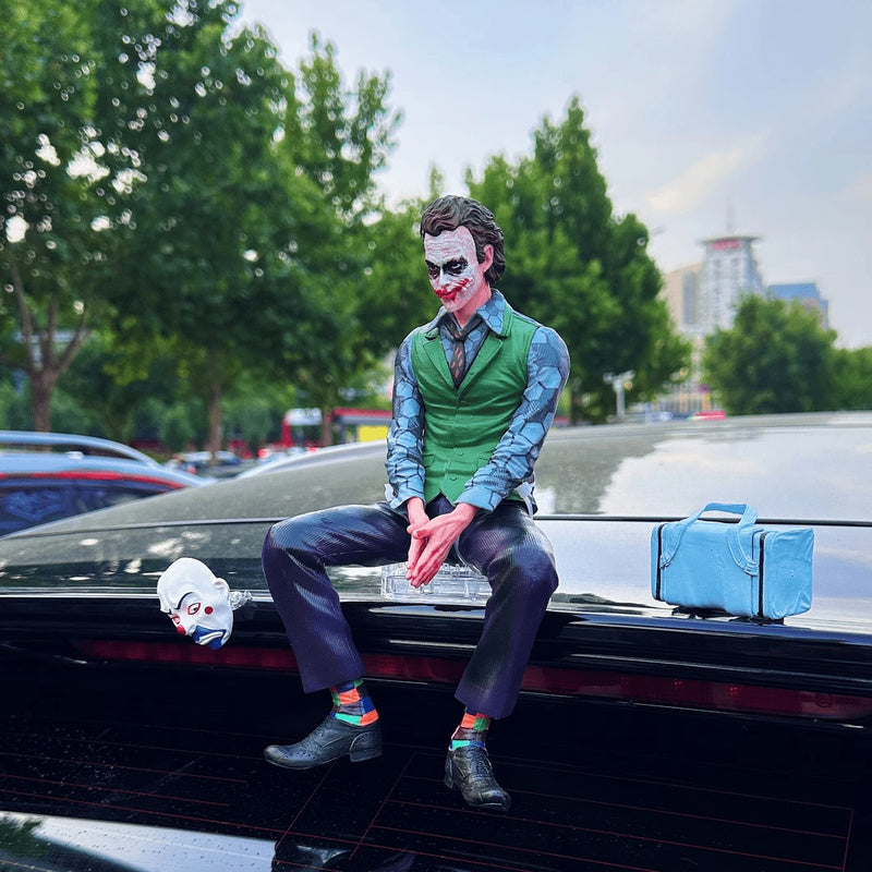 2024 Hot 30cm Joker Sitting Posture Figure Pvc Car Rear Roof Pendant Car Rear Exterior Ornaments Car Clown Ornamen Gifts Toys