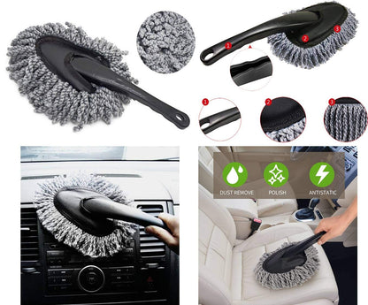 Removable Telescopic Car Wax Drag Nano Fiber Car Wash Brush Car Dusting Tool Car Mop Wax Dash Duster Exterior Interior Cleaning Kit (Premium Car Duster & Dash Duster