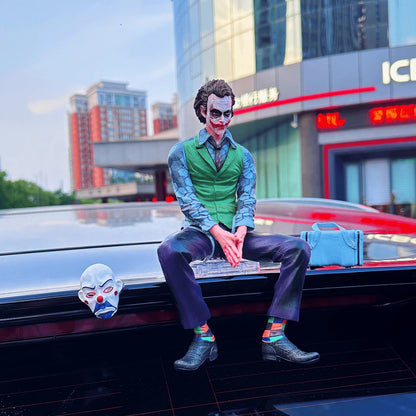 2024 Hot 30cm Joker Sitting Posture Figure Pvc Car Rear Roof Pendant Car Rear Exterior Ornaments Car Clown Ornamen Gifts Toys