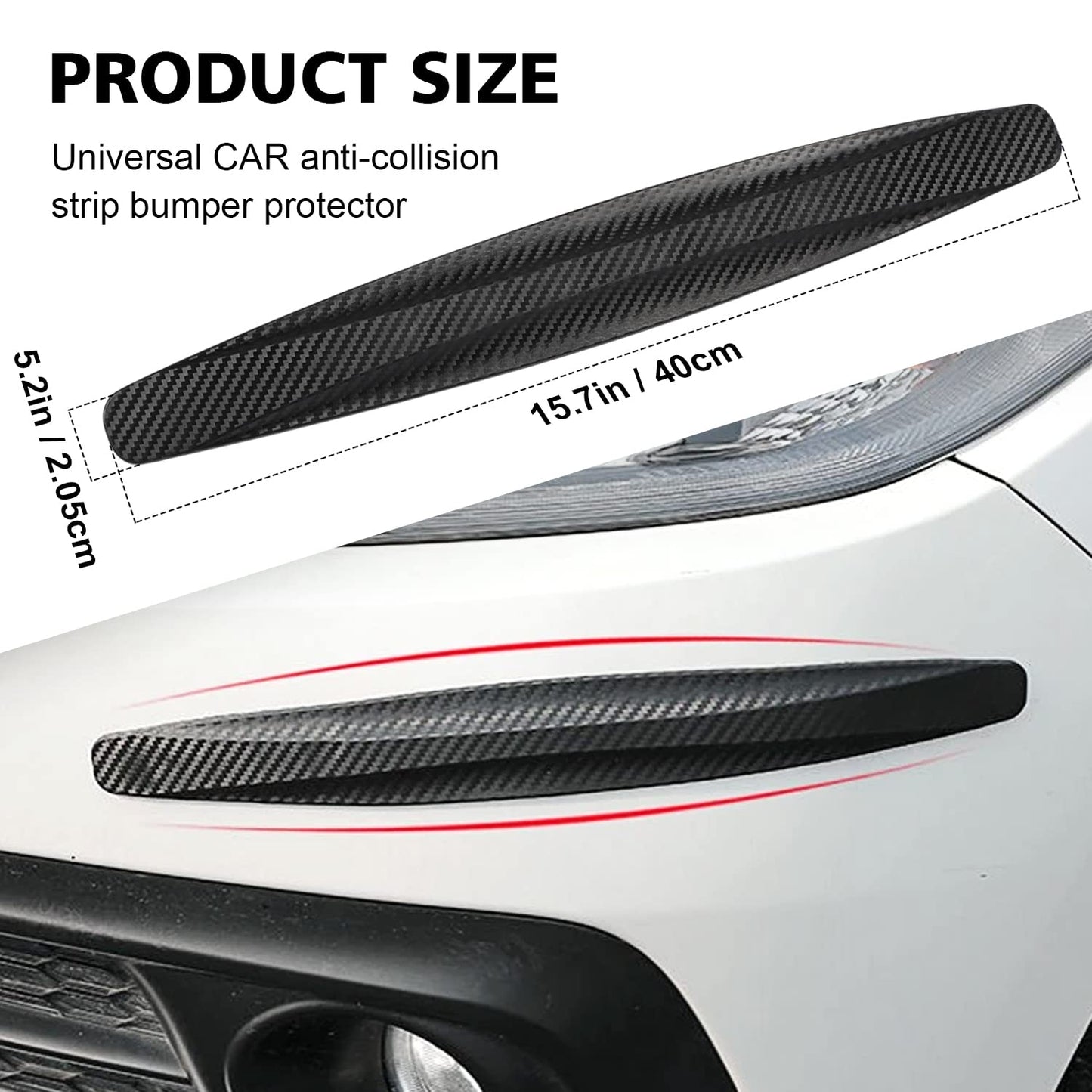 Black Bumper Guard Strip - Anti-Collision Patch, Scratch-Resistant Protector Trim, Universal for Cars SUV Pickup Truck