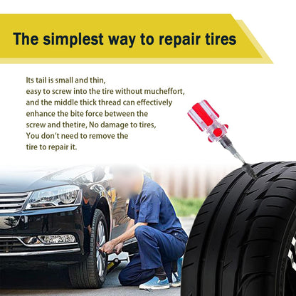 Tire Repair Rubber Nail, Vacuum Tire Repair Kits Spiral Rubber Nails, Tire Screw Plug Fast Tool Self Service Tire Repair Nail for car, Motorcycle, Truck, Tractor Tire Puncture Repair