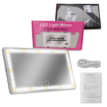 Gigicloud Car Visor Vanity Mirror, LED Car Visor Makeup Mirror 3 Light Modes 60 LEDs Rechargeable Car Mirror Car Light Up Mirror with Dimmable Touch Control for Car Truck SUV