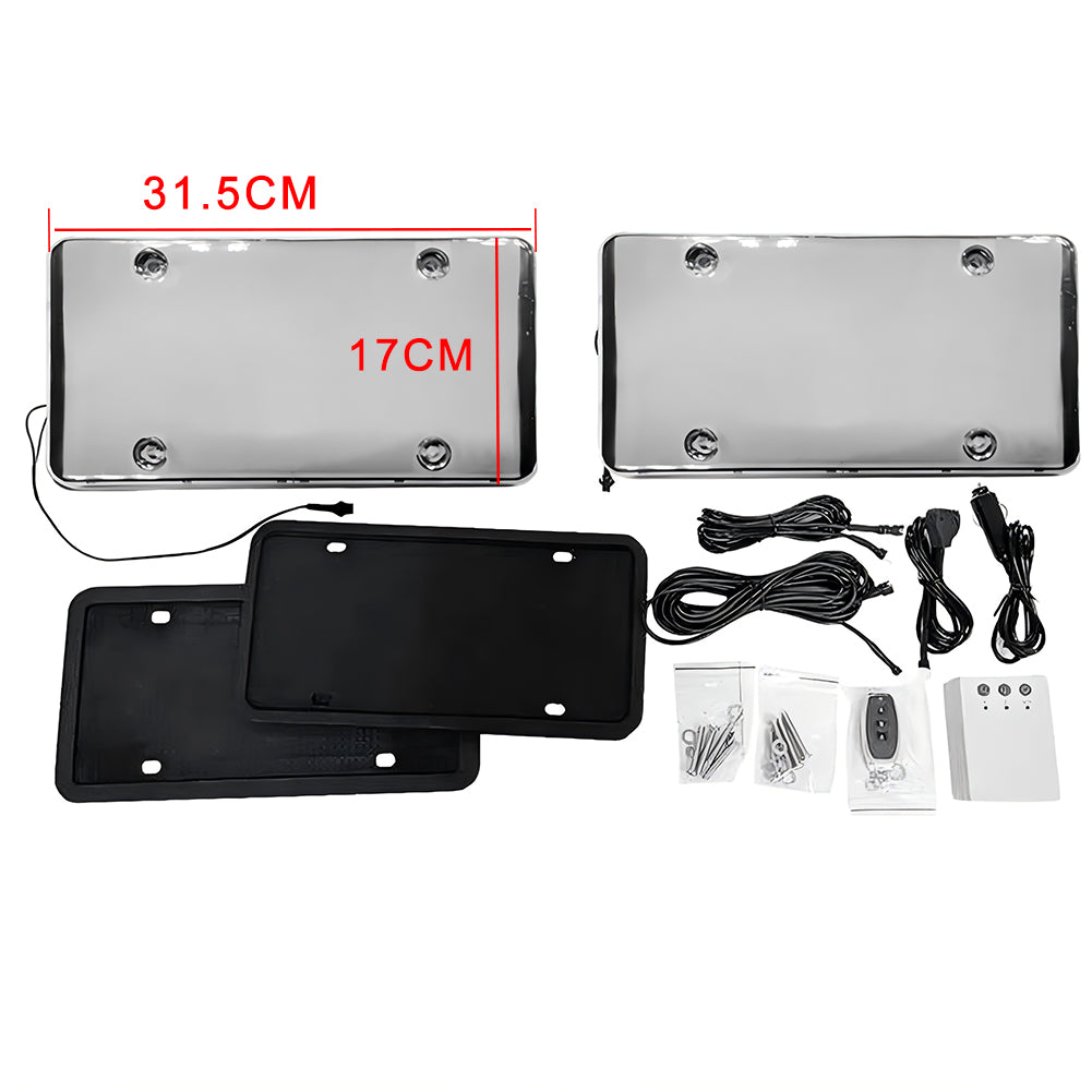 Lntelligence Plate North American & European License Plate Frame, 12V Remote Control Hidden Plate (Fog Version)