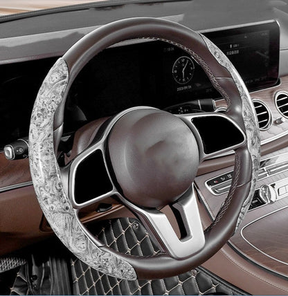 Car Wood Grain Steering Wheel Cover, Car Interior Accessories, 2PCS Segmented Steering Wheel Protector, Universal 99% Car Wheel Cover Protector