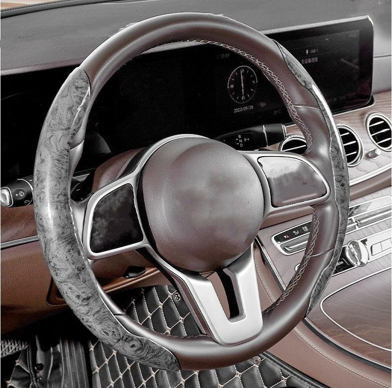 Car Wood Grain Steering Wheel Cover, Car Interior Accessories, 2PCS Segmented Steering Wheel Protector, Universal 99% Car Wheel Cover Protector