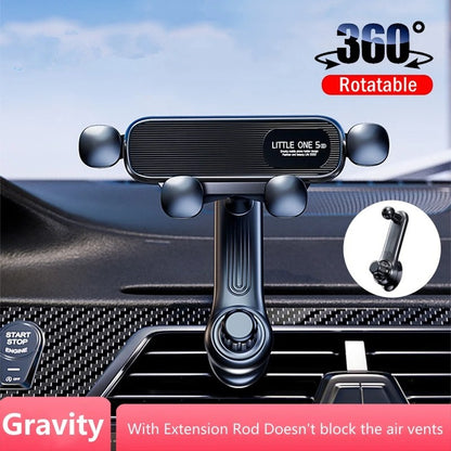 360° Rotatable Gravity Car Phone Holder Car Air Vents Clip Mount Stand Extension Rod in Smartphone Holder Bracket GPS Support