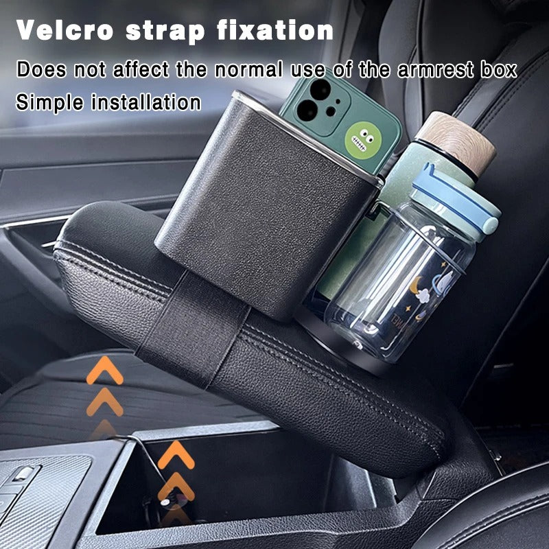 Car Armrest Universal Storage Box Organizer Auto Center Console Multi-Functional Storage Box Tissue Holder with 2 Cup Holder